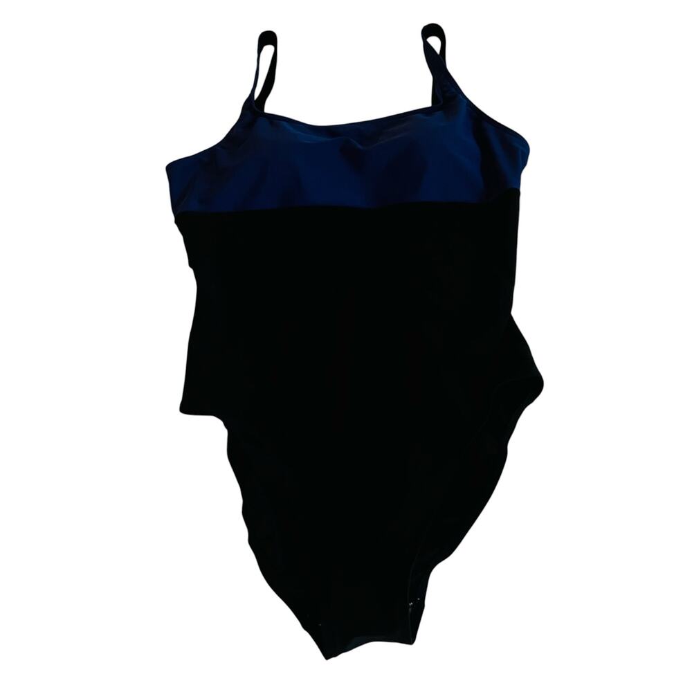 Body I.D Colorblock Black Blue One Piece Swimsuit Size 16 NWT